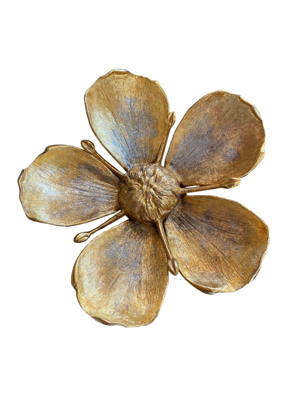 Mid-Century Italian Flower 5 Petal Ashtray Set Authentic TAN